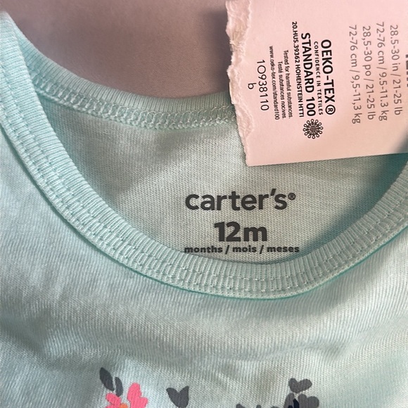 Carter's - NWT - Aqua Zebra Print Kids T-Shirt - Picture 2 of 3